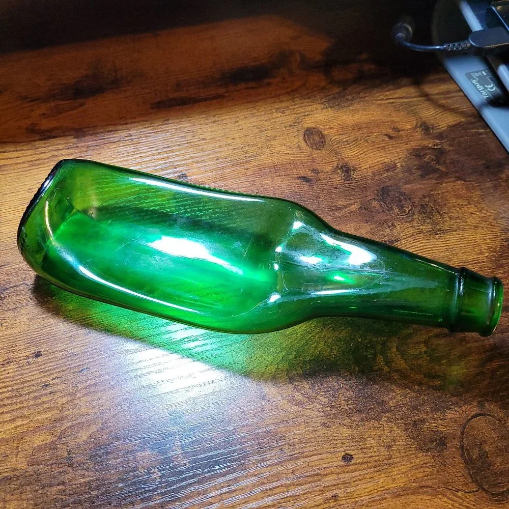 Green Blown Glass Spoon Rest Handmade